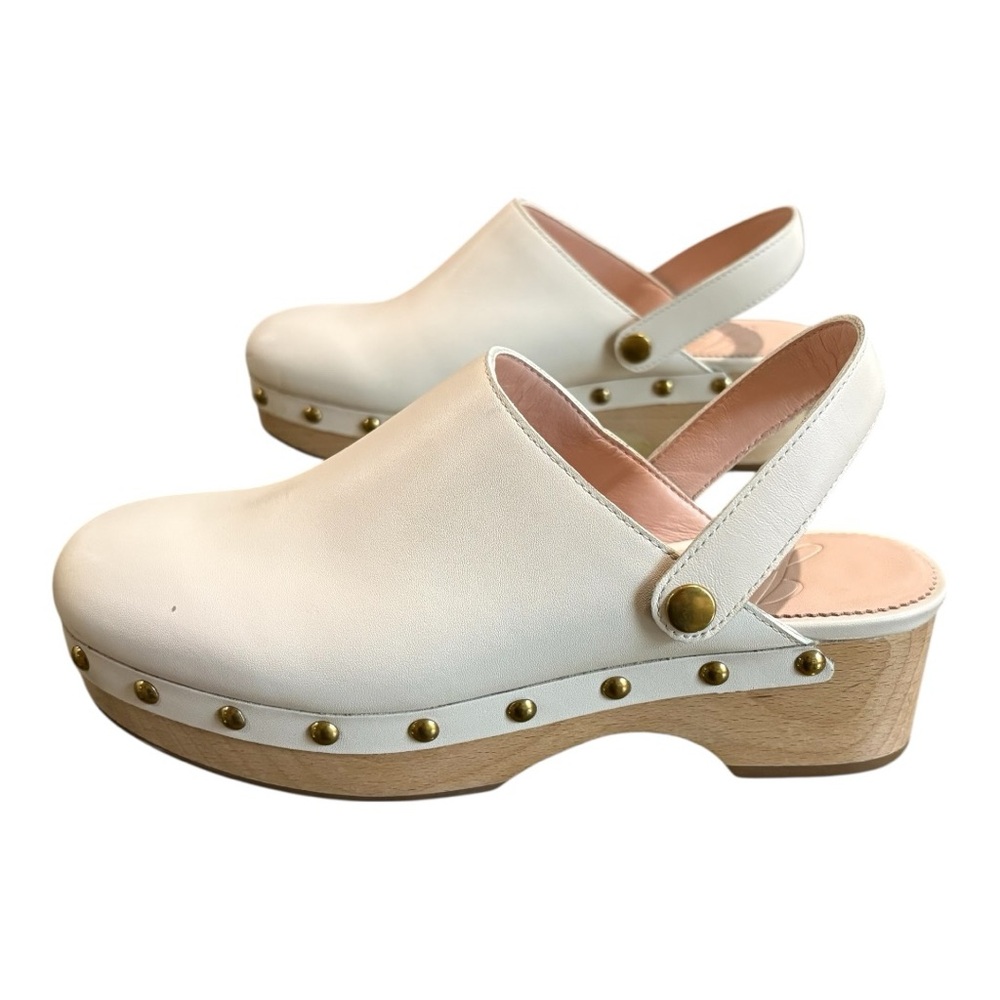 J. Crew Leather Clogs Convertible Gold Accents Size 7